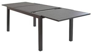 DEXTER - set tavolo giardino rettangolare allungabile 160/240x90 con 6 sedie in alluminio e textilene taupe da esterno