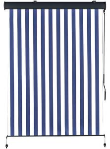 Outsunny Tenda Avvolgibile a Rullo da Esterno, Impermeabile, Funzionamento Manovella, Colore: Bianco e Blu, 140 x 200 cm