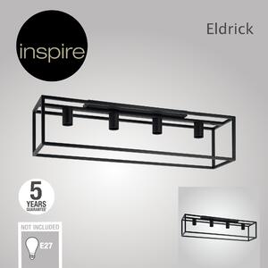 Plafoniera moderno Eldrick nero, in metallo, 85x20 cm, 4 luci INSPIRE