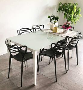BENJAMIN - tavolo da pranzo moderno allungabile in metallo e vetro 90x140/180/220