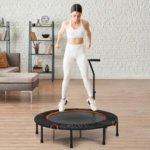 Costway Trampolino silenzioso fitness per bambini e adulti con maniglia regolabile, Trampolino pieghevole 120cm Arancione