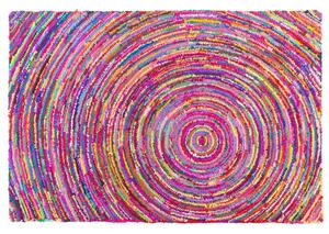 Tappeto tappetino Multicolore con Cotone 140 x 200 cm Rettangolare Motivo Astratto Intrecciato a Mano Boho Beliani