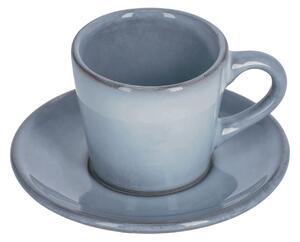 Tazzina da caffè Airena con piattino in ceramica azzurra