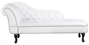 Chaise Longue in Ecopelle Bianca Versione Sinistra Stile Chesterfield Beliani