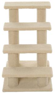 PawHut Scaletta per gatti con 4 piani in pannello truciolare peluche marrone chiaro 63.5 x 43 x 60cm