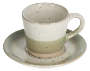 Tazzina da caffè Elida con piattino in ceramica beige e verde
