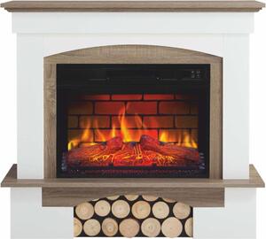 Casa Padrino camino elettrico a LED in stile country bianco/marrone 98,5 x 30 x h. 90 cm