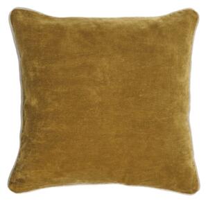 Fodera cuscino Julina 100% cotone velluto senape e bordo bianco 45 x 45 cm