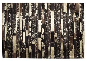 Tappeto patchwork in pelle 160 x 230 cm nero e oro Beliani