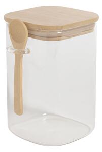 Ilaria barattolo grande con cucchiaio in vetro trasparente e legno di bambù