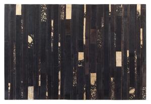 Tappeto patchwork in pelle 140 x 200 cm nero e oro Artvin Beliani
