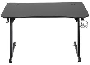HOMCOM Tavolo per ufficio scrivania portabicchieri gancio per cuffia foro per cavo telaio in metallo nero 120 x 65 x 74.5cm