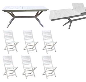 CAESAR - set tavolo da giardino allungabile 180/240x90 compreso di 6 sedie in legno massiccio di acacia