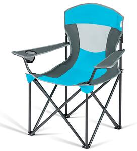 Costway Sedia pieghevole da campeggio per ombra con porta bicchiere, Sedia con tettuccio e borsa di trasporto Blu