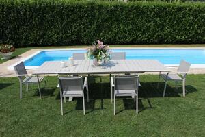 SPLENDOR - set tavolo da giardino allungabile 200/300x110 compreso di 10 poltrone in alluminio