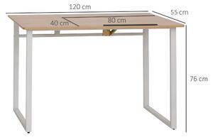 HOMCOM Scrivania tavolo da lavoro con piano regolabile ad angolo per disegno casa ufficio rovere bianca 120 x 60 x 76cm