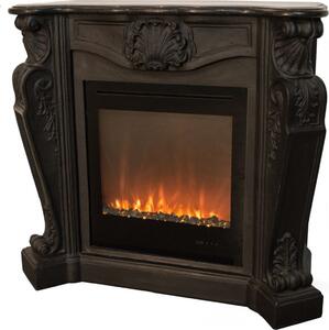 Casa Padrino caminetto liberty con inserto camino a LED nero 118 x 43 x H. 111 cm - caminetto elettrico design barocco