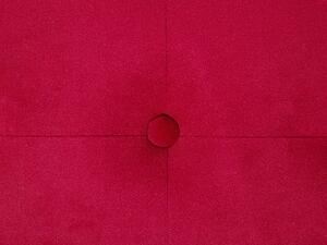 Poggiapiedi rotondo in velluto rosso con rivestimento capitonnè Beliani