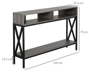 HOMCOM Tavolo Consolle stile industriale con scaffale per Casa/Ingresso/Camera talaio in metallo grigio nero