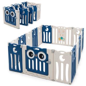 Costway Box pieghevole per bambini con 16 pannelli in HDPE, Centro attività per bambini con forme regolabili Blu