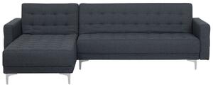 Divano letto angolare in tessuto capitonné grigio scuro moderno a L componibile a 4 posti Chaise Longue versione destra Beliani