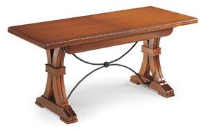 EDISON - tavolo da pranzo allungabile in legno massello 85x180/225/270/315/360 con decoro in ferro