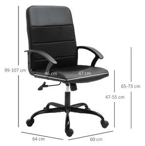 Vinsetto sedia ufficio ergonomica sedie da gaming imbottita con altezza regolabile, inclinabile, 5 ruote in PVC tessuto di rete, nero, 60x64x99-107cm