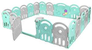 Costway Box con 20 pannelli in HDPE con chiusura esterna per bambini, Recinto con anello da basket Verde e grigio