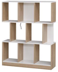 HOMCOM Libreria Moderna con 8 Scomparti in Legno, Bianca e Rovere, 100 x 30 x 124 cm