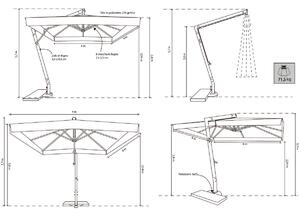 VICTOR - ombrellone da giardino decentrato 3x3 in legno