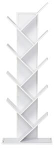 HOMCOM scaffale legno libreria design in Legno moderna Bianco , Scaffale con Tanti Ripiani per Casa e Ufficio, Bianco, 50 x 28 x 142cm