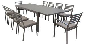 DEXTER - set tavolo da giardino allungabile 200/300x100 compreso di 8 sedie e 2 poltrone in alluminio