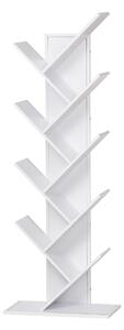 HOMCOM scaffale legno libreria design in Legno moderna Bianco , Scaffale con Tanti Ripiani per Casa e Ufficio, Bianco, 50 x 28 x 142cm