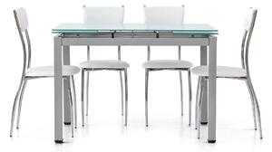 FREDERICK - tavolo da pranzo moderno allungabile in metallo e vetro cm 70x110/140/170x75 h
