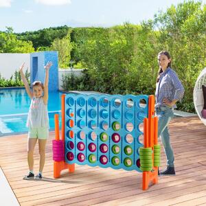 Costway Forza 4 gigante 104cm per bambini e adulti, Gioco da interno ed esterno con 42 pedine e barra Blu e arancione