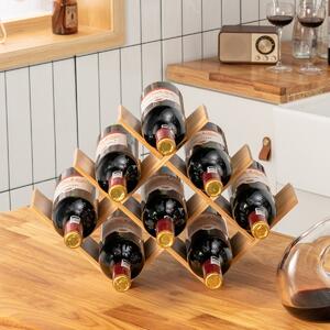 Costway Scaffale verticale di bambù per 8 bottiglie di vino, Porta bottiglie solido con dimensione compatta Naturale