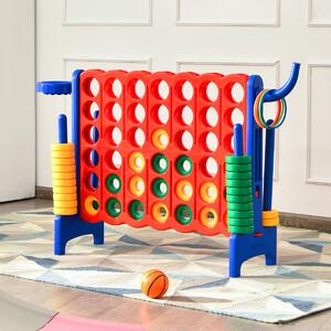 Costway Forza 4 gigante con canestro e gioco di lancio, Gioco da esterno per bambini e adulti 84x33x79 cm Blu