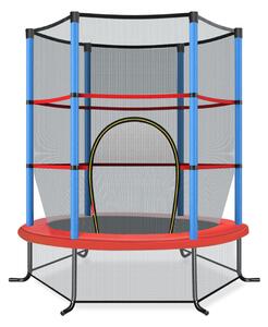 Costway Tappeto elastico per bambini con rete di sicurezza, Tappeto elastico con struttura in acciaio resistente Blu