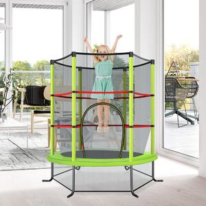Costway Tappeto elastico per bambini con rete di sicurezza, Tappeto elastico con struttura in acciaio resistente Verde