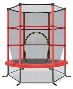 Costway Tappeto elastico per bambini con rete di sicurezza, Tappeto elastico con struttura in acciaio resistente Rosso