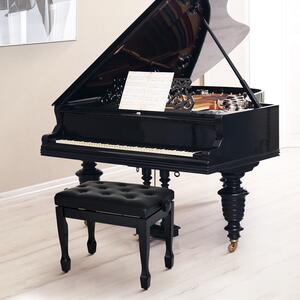 HOMCOM Sgabello Panca per Pianoforte con Altezza Regolabile 45-55cm, in  Legno e Similpelle Nera Regolabile