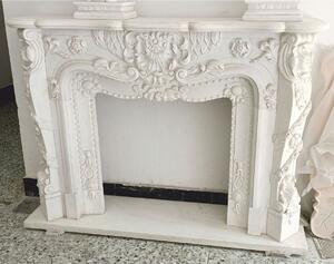 Casa Padrino Caminetto barocco in marmo bianco 150 x h. 110 cm - Arredamento barocco