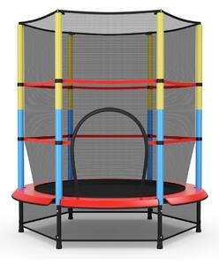 Costway Tappeto elastico 140cm per bambini con rete di sicurezza, Trampolino con struttura in acciaio da interno ed esterno