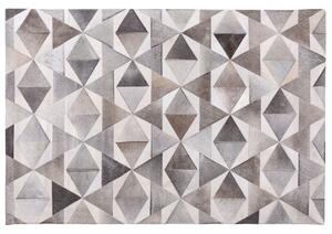 Tappeto tappetino Grigio Pelle 160 x 230 cm Patchwork Pelle Bovina Geometrico Rettangolare Moderno Beliani
