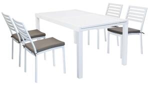 DEXTER - set tavolo in alluminio cm 160/240 x 90 x 75 h con 4 sedie Dexter