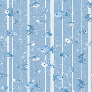 Carta da parati Pesce sott'acqua, Parati geometrica classici, Parati geometrica a righe classici, a00127 : Uwalls.it