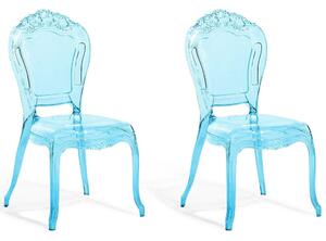 Set di 2 sedie da pranzo in plastica azzurra trasparente Beliani