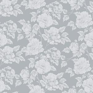 Carta da parati Fiori chiari su sfondo grigio, Parati fiori e piante classici, Parati classici Fiori Peonie, a00129v1 : Uwalls.it