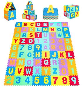 Costway Tappetino puzzle in EVA con 72 pezzi per bambini e neonati, Tappetino in schiuma con alfabeto e numeri staccabili