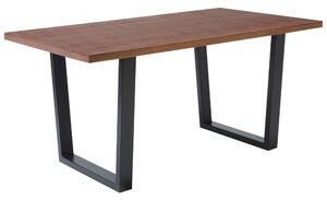 Tavolo da pranzo piano in legno scuro gambe a slitta in metallo Nero 160 x 90 cm industriale moderno Beliani